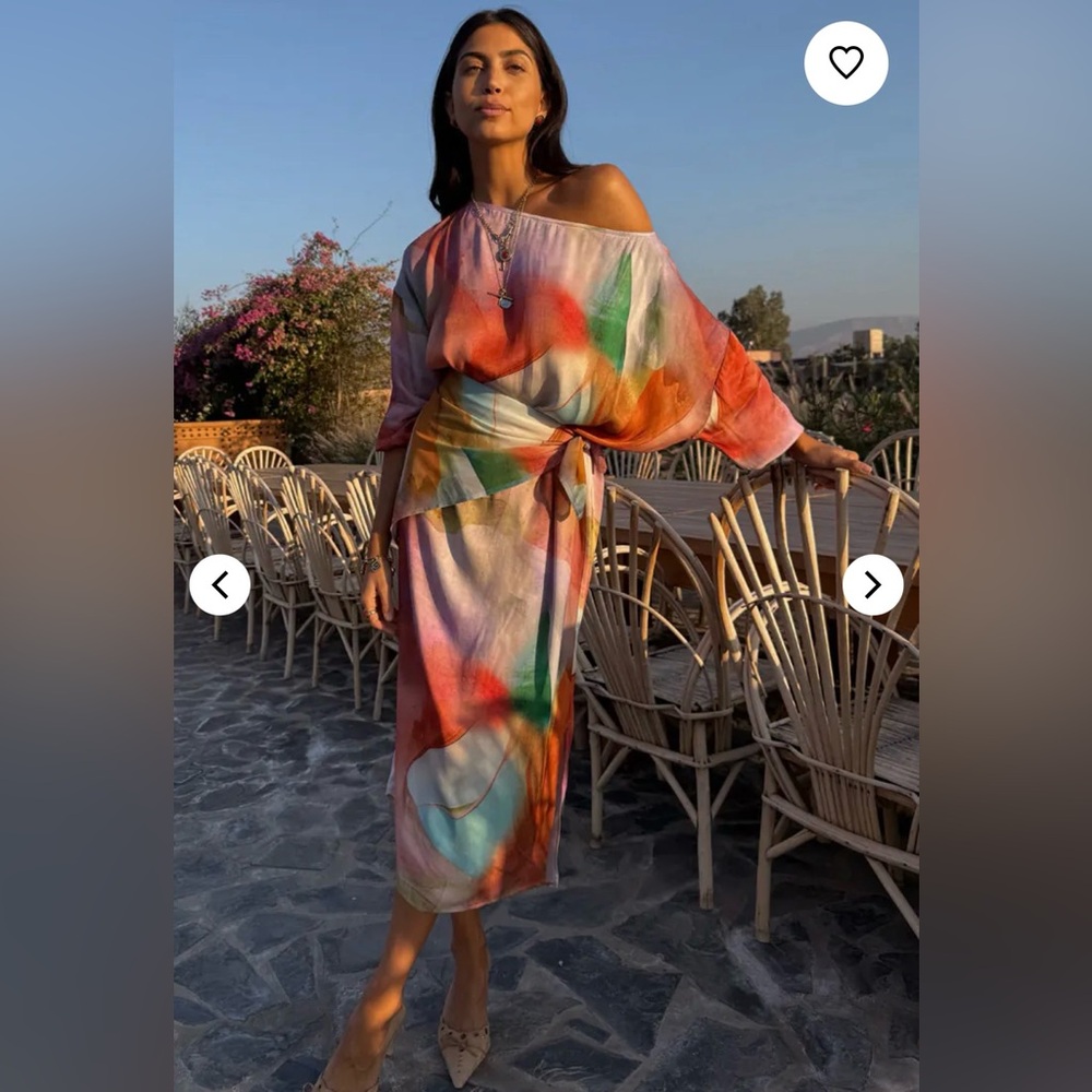 Never Full Dressed Abstract Gem Dress + Scarf Combo